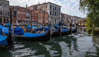 Fototapeta na wymiar gondolas on grand canal in venice