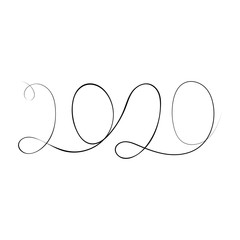 2020 New Year continuous line art.