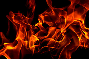 Red fire forms abstraction in black background