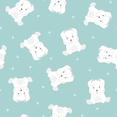 Seamless pattern with cute cartoon bunny. Clothing design for kids. Vector illustration.