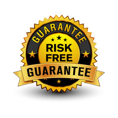 Strong golden colored risk free guarantee badge.
