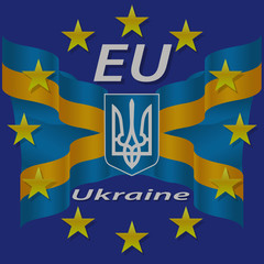 Ukrainian and European flag.