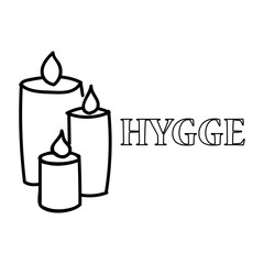 Vector doodle. Hygge. Candles with quote.