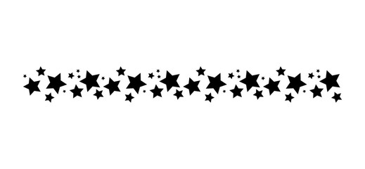 Star line divider silhouette. Simple vector illustration isolated on white background. Decorative design element, border, pattern, symbol.
