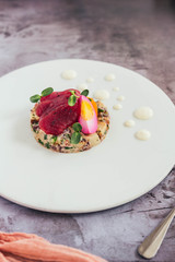 Ahi tuna sashimi and potato salad