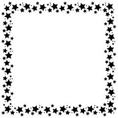 square frame with stars on white background, golden symbols. Starry night border. Element of design for a holiday, christmas banner, birthday and greeting card, cards, invitations to the wedding.