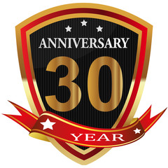 Anniversary 30 th  label with ribbon.