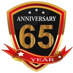 Anniversary 65 th  label with ribbon.