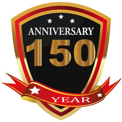 Anniversary 150 th  label with ribbon.