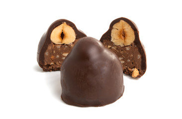 chocolate candy with nut isolated