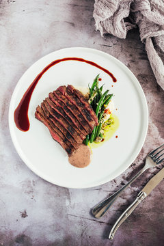Wagyu Beef Flat Iron Steak with Truffle Vinaigrette and Vegetables 
