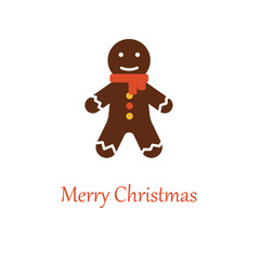 Ginger bread. Xmas and new year symbol. Flat vector cartoon illustration isolated white background.