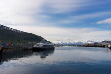 Fototapeta na wymiar Boarding a boat in Tromsø, Norway