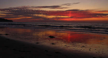 Beautiful Red Sky at Sunset, Torrance Beach, Los Angeles County, California