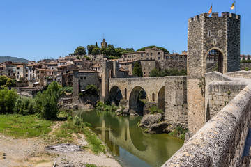 Fototapeta premium The Bridge in ancient town Besalu in Catalonia of Spain. 