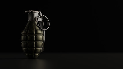 grenade on black background