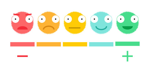 Fototapeta premium Feedback concept design, emotions scale background. Soft faces. Flat style. Vector