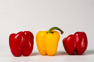 Three  peppers isolated on white background
