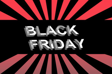 Black friday sale banner layout design. Radial background. Abstract vector