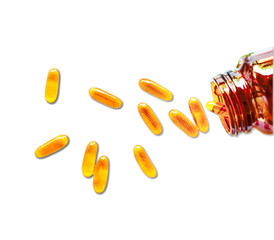 Omega 3 fish oil capsules isolated on the white background