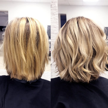  before and after hair color yellow blond to beautiful light blond