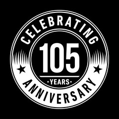 105 years logo. One hundred and five years anniversary celebration design template. Vector and illustration.