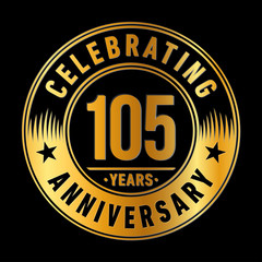 105 years logo. One hundred and five years anniversary celebration design template. Vector and illustration.
