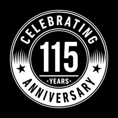 115 years logo. One hundred and fifteen years anniversary celebration design template. Vector and illustration.