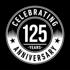 125 years logo. One hundred and twenty-five years anniversary celebration design template. Vector and illustration.