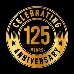 125 years logo. One hundred and twenty-five years anniversary celebration design template. Vector and illustration.
