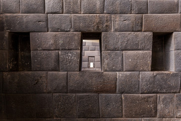 Details of masonry of Coricancha, famous temple in the Inca Empire at Cuzco, Peru