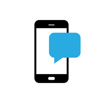 Notification message on the smartphone. SMS in the form of speech balloon on the smartphone screen. Vector EPS 10
