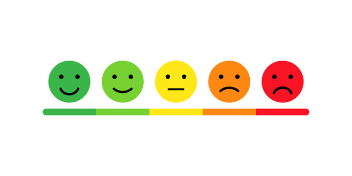 Rating scale in the form of mood emoticons. Feedback or rating. Vector illustration EPS 10