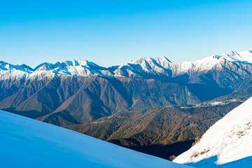 Wintery snow covered mountains