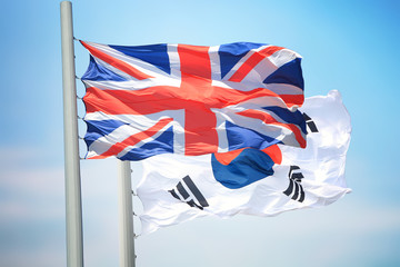 Flags of Great Britain and South Korea
