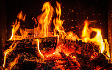 fire in the fireplace