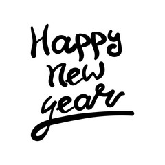 Happy New Year hand lettering calligraphy isolated on white background. Vector holiday illustration element.