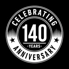 140 years logo. One hundred and forty years anniversary celebration design template. Vector and illustration.