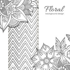 Floral border background - white and black flowers