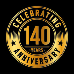 140 years logo. One hundred and forty years anniversary celebration design template. Vector and illustration.