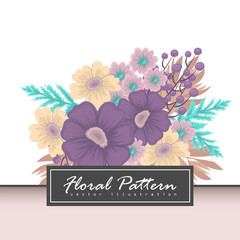 Flower border template - purple and yellow flowers