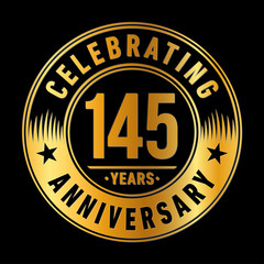145 years logo. One hundred and forty-five years anniversary celebration design template. Vector and illustration.