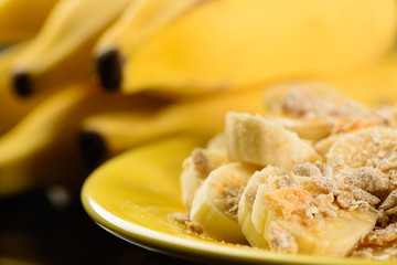 banana with granola, oats and honey