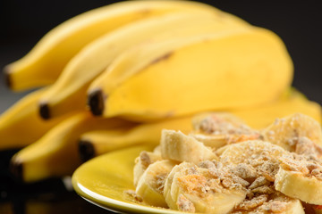 banana with granola, oats and honey