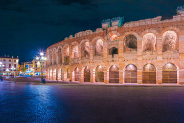 Verona, Italy. Ancient amphitheater Arena di Verona in Italy like Rome Coliseum