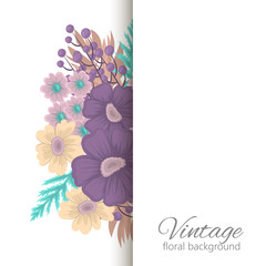 Flower border template - purple and yellow flowers