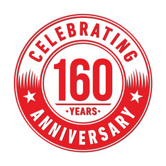 160 years logo. One hundred and sixty years anniversary celebration design template. Vector and illustration.