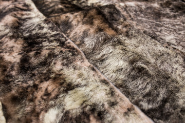 Fur texture close up. Fur on winter women's clothing.