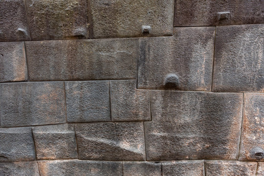 Details of masonry of Coricancha, famous temple in the Inca Empire at Cuzco, Peru