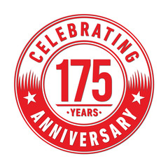 175 years logo. One hundred and seventy-five years anniversary celebration design template. Vector and illustration.